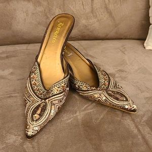 Brown Mule Sequin 1inch heel